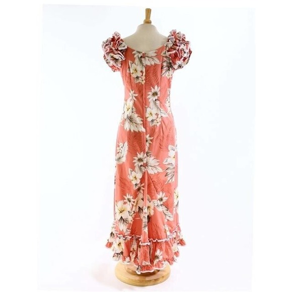 NWT Pacific Legend Hibiscus Pink Cotton Hawaiian Ruffle Long Muumuu Dress 2XL - Picture 3 of 16